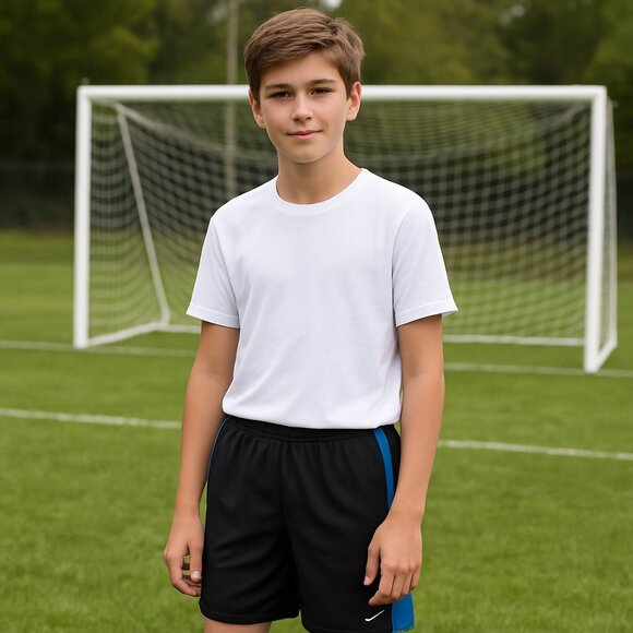 NIKE Boys Dri Fit Sport Shorts 10-11 Years Medium Black/Blue Colourblock - Picture 1 of 4